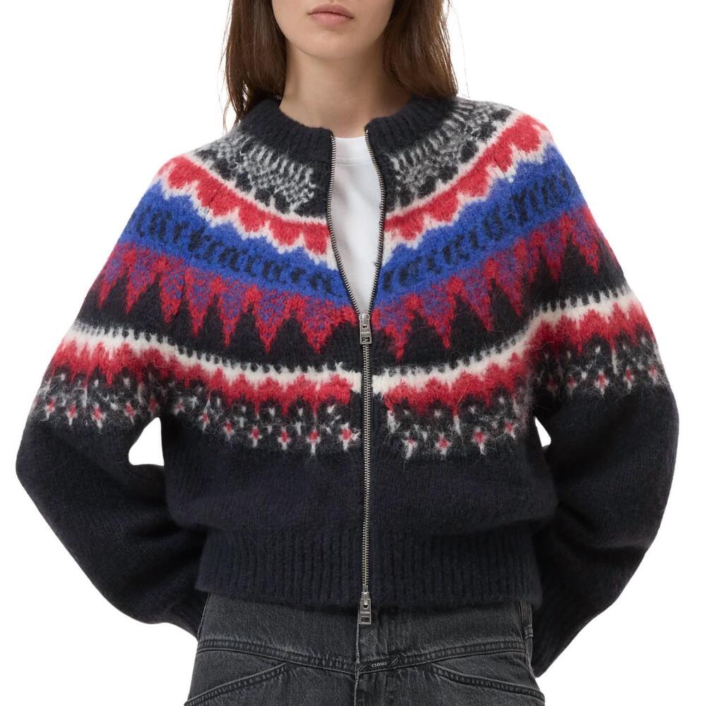 NEW CLOSED cropped jacquard cardigan in cosmic grey